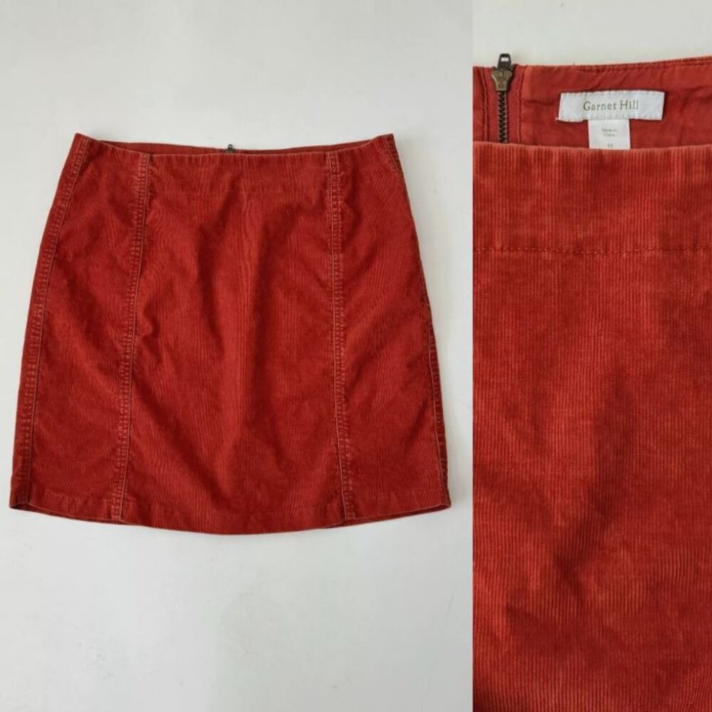Garnet Hill Rust Red Corduroy Mini Skirt